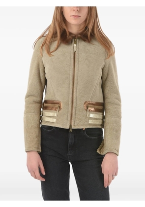 History Repeats embroidered shearling jacket - Neutrals