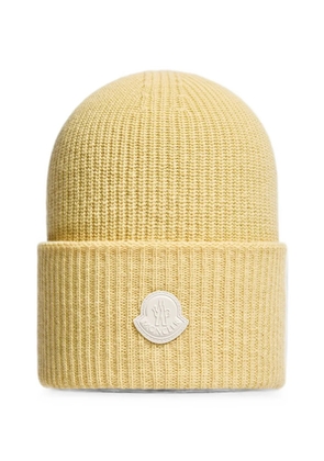 Moncler logo-patch beanie hat - Yellow