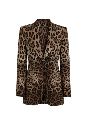 Dolce & Gabbana Turlington leo-print wool single-breasted jacket - Neutrals