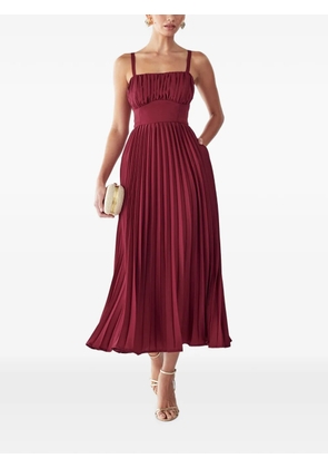 WILLA Lucie pleated square-neck midi dress - Red