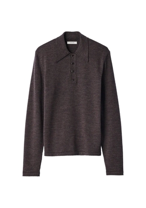 LEMAIRE long-sleeve polo in fine mouliné merino wool - Purple