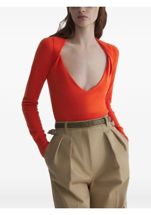 Mugler cashmere V-neck knit top - Red