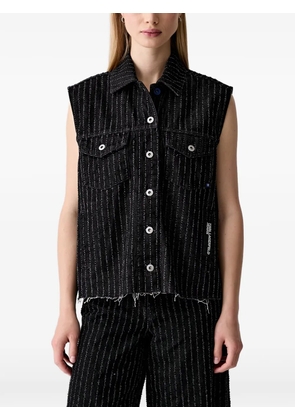 Karl Lagerfeld Jeans pinstripe-pattern sleeveless jacket - Black