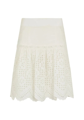Alberta Ferretti broderie-anglaise wavy-hem midi skirt - White