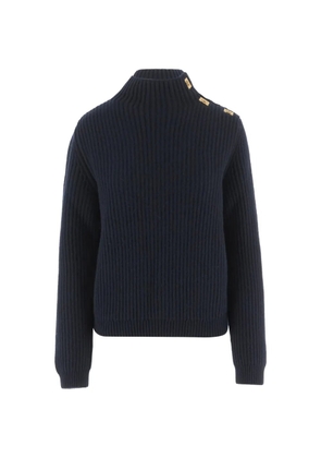 Ferragamo ribbed-knit Gancini-plaque sweater - Blue