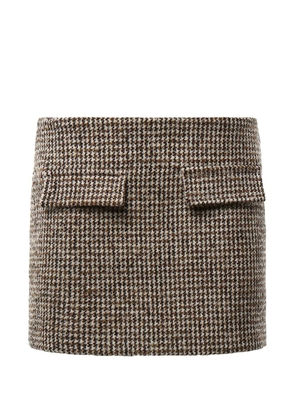 DONDUP houndstooth-pattern flap-pocket skirt - Brown