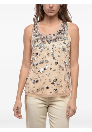 P.A.R.O.S.H. sequin-embellished mesh top - Neutrals