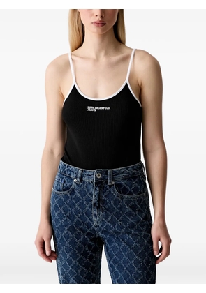 Karl Lagerfeld Jeans ribbed-knit logo-print bodysuit - Black