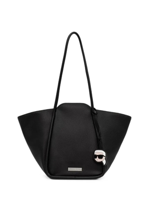 Karl Lagerfeld logo-plaque pebbled tote bag - Black