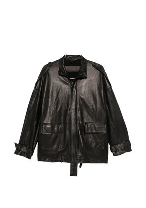 Giorgio Brato leather epaulette jacket - Black