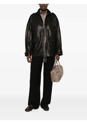 Giorgio Brato leather epaulette jacket - Black