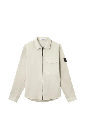 Stone Island 1200015 stretch organic cotton satin regular-fit overshirt with concealed zip - Grey