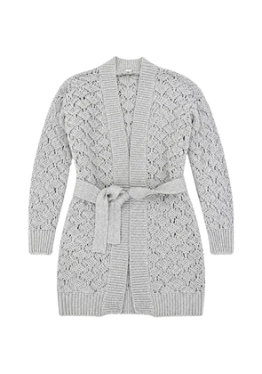 Eleventy belted open-knit cardigan - Grey