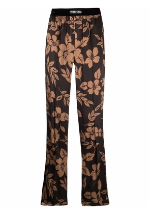 TOM FORD floral-print logo lounge pants - Brown