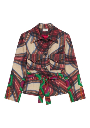 Pierre-Louis Mascia belted patchwork jacket - Red