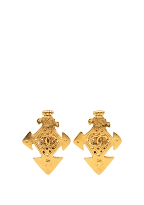 CHANEL Pre-Owned 1994 CC Gold Plated Cross Clip On Earrings costume earrings