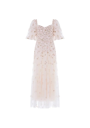 Needle & Thread Meadow Ditsy embroidered gown dress - Neutrals