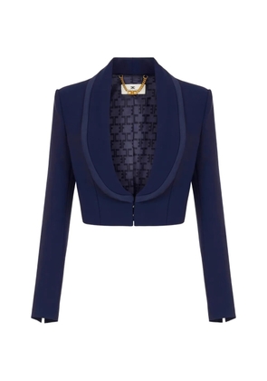 Elisabetta Franchi jacket made of lightweight crêpe and satin fabrics with peplum - Blue