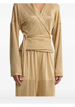Alberta Ferretti wrap-style metallic-effect shirt - Gold