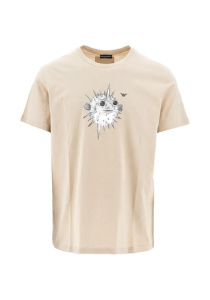 Emporio Armani puffer-fish print T-shirt - Neutrals