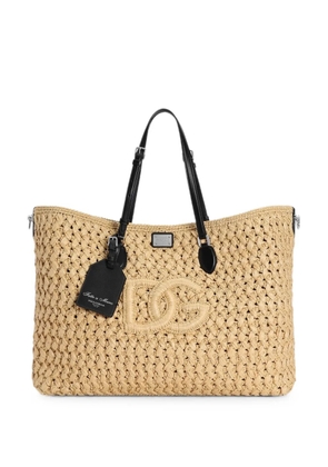 Dolce & Gabbana Atene raffia shopping bag - Neutrals