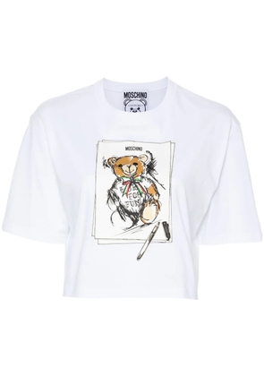 Moschino Teddy Bear cotton crop top - White