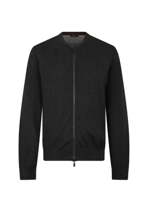 Moorer zip-fastening fine-knit sweater - Grey