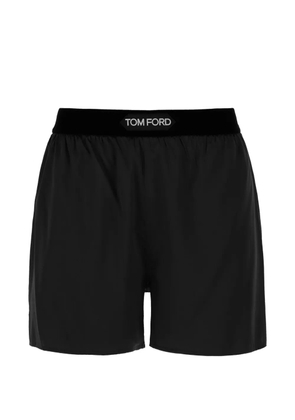 TOM FORD logo-waistband silk shorts - Black