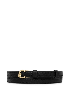Coccinelle logo-plaque pebbled-calf leather belt - Black
