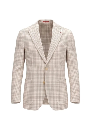 Isaia check single-breasted blazer - White