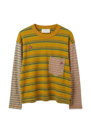 Song For The Mute striped star-patch T-shirt - Yellow