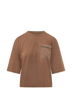Brunello Cucinelli embellished pocket T-shirt - Brown