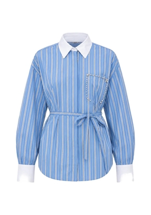 LIU JO striped crystal-embellished shirt - Blue