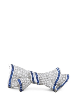 LB Exclusive diamond and sapphire bow brooch - Silver