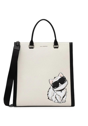 Karl Lagerfeld Ikon Choupette-print grained tote bag - Neutrals