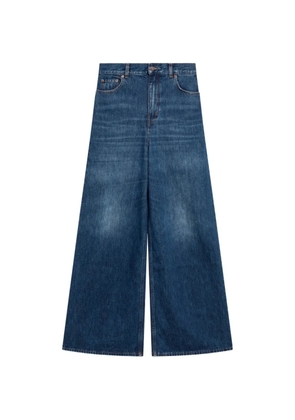 Chloé logo-patch wide-leg jeans - Blue