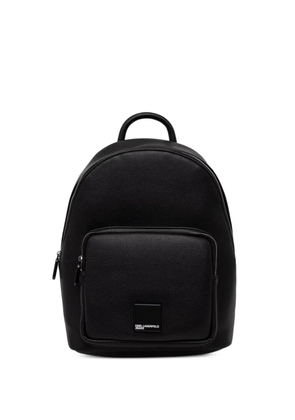 Karl Lagerfeld Jeans logo-plaque pebbled-effect backpack - Black