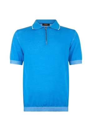 Moorer Coty-Sic zip-collar knit polo shirt - Blue