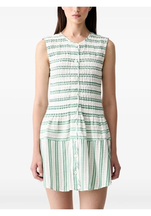 Stine Goya smocked striped mini dress - White