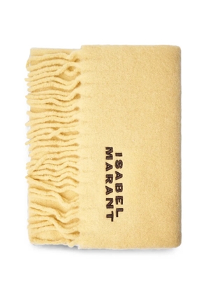 ISABEL MARANT logo-embroidered fringed scarf - Yellow