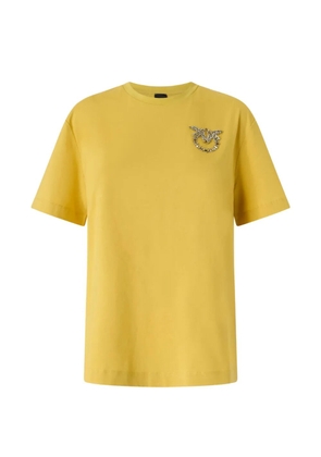 PINKO Love Birds crystal-embellished T-shirt - Yellow
