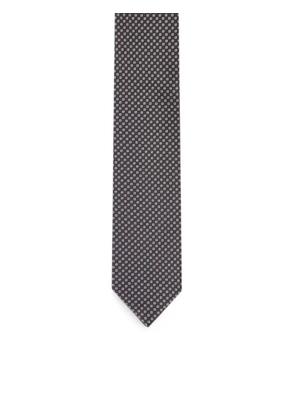 Lardini geometric-print silk tie - Grey