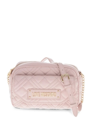 Moschino Love quilted logo-plaque shoulder bag - Pink