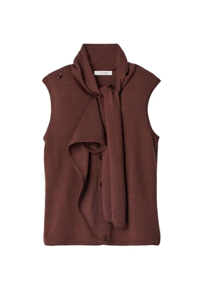 LEMAIRE asymmetrical cardigan in merino wool blend - Brown