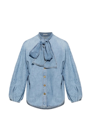 ZIMMERMANN tie-neck denim shirt - Blue
