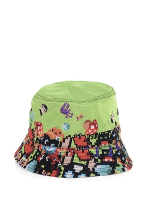 DSQUARED2 logo-embroidered pixel-print bucket hat - Green