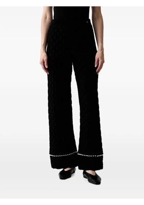 Karl Lagerfeld basket-weave faux-pearl-embellished trousers - Black