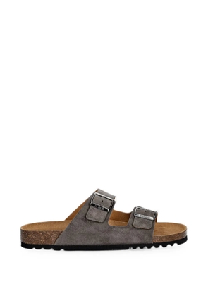 Scholl Arizona buckle-fastening suede slides - Grey