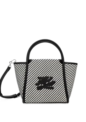 Karl Lagerfeld woven-design logo-patch tote bag - White
