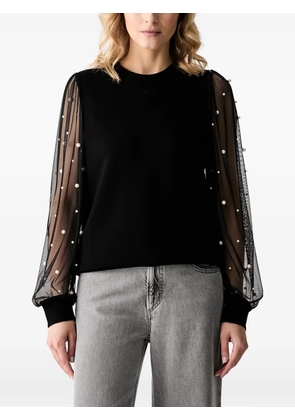 Karl Lagerfeld faux-pearl sheer-sleeve top - Black